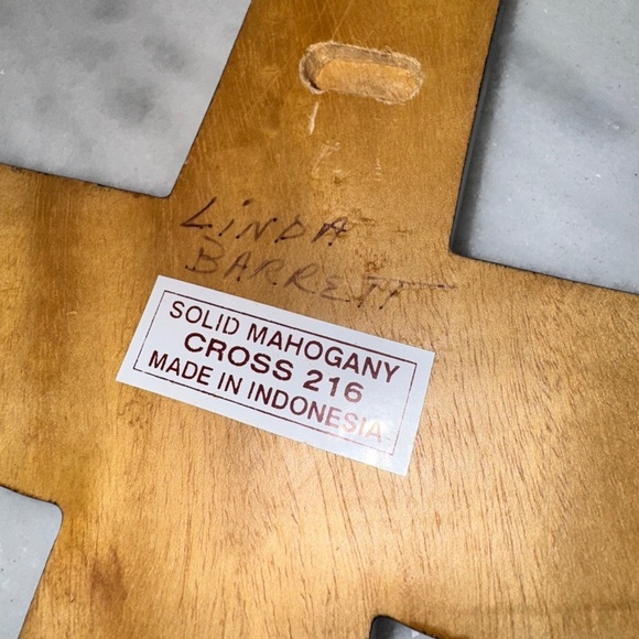 Solid Wood Mahogany Cross 16” x 10” - Picture 3 of 3